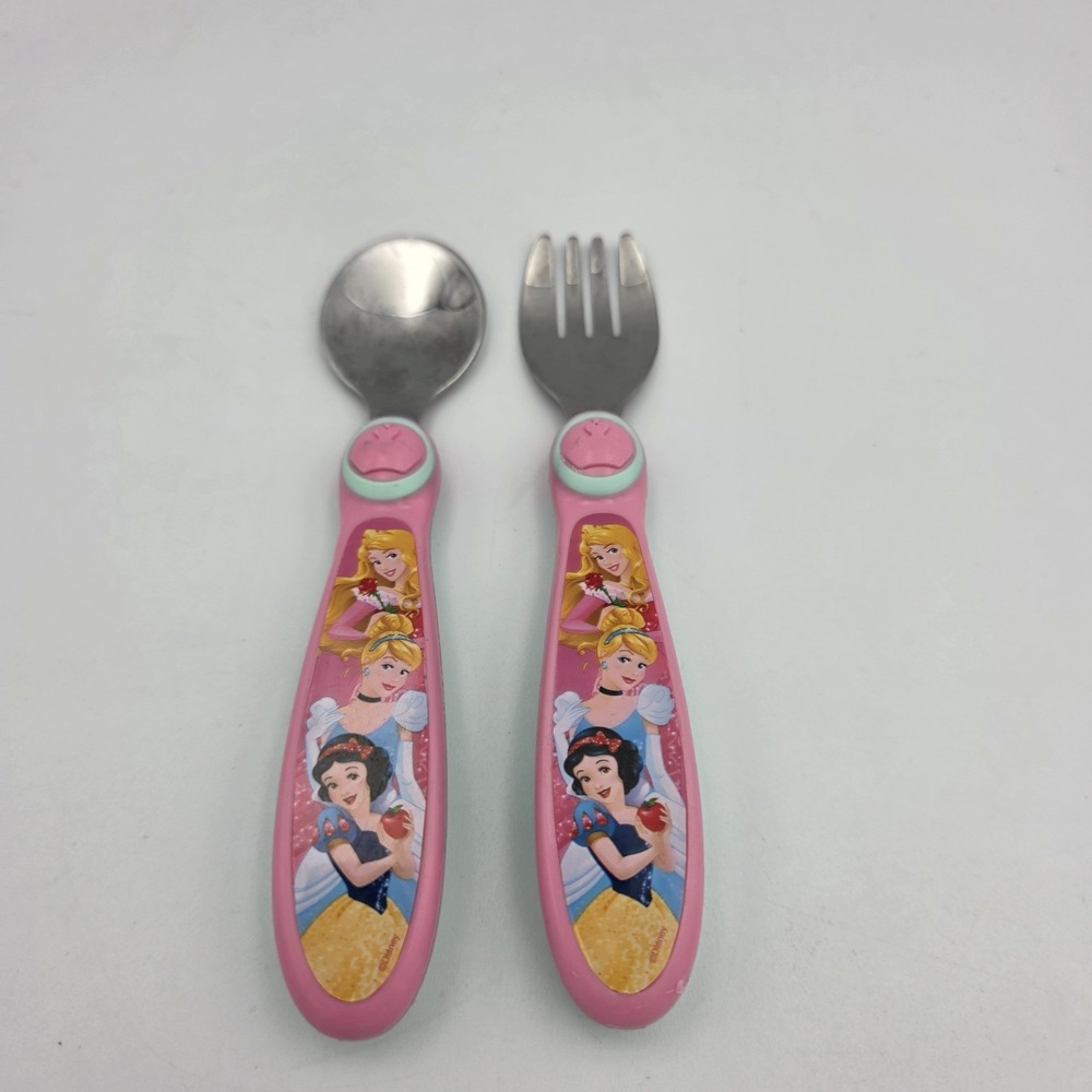 Disney Princess 2 Pc Fork & Spoon Set Flatware First Years Toddler By Tomy